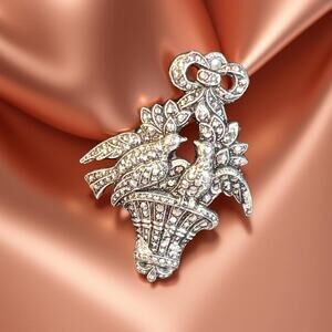 Eloxal Birds Brooch In A Basket with Doves~Lightweight~Aluminum